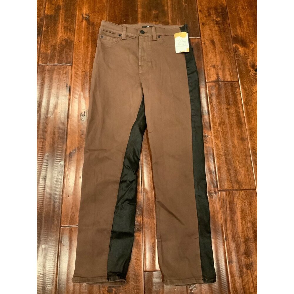 7 For All Mankind Brown Denim W/Black Coating in back Jeans, Size 27